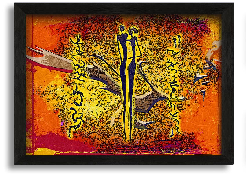 Framed print of African Tribal Art 24 showcasing vibrant colors and intricate patterns, ready to hang.