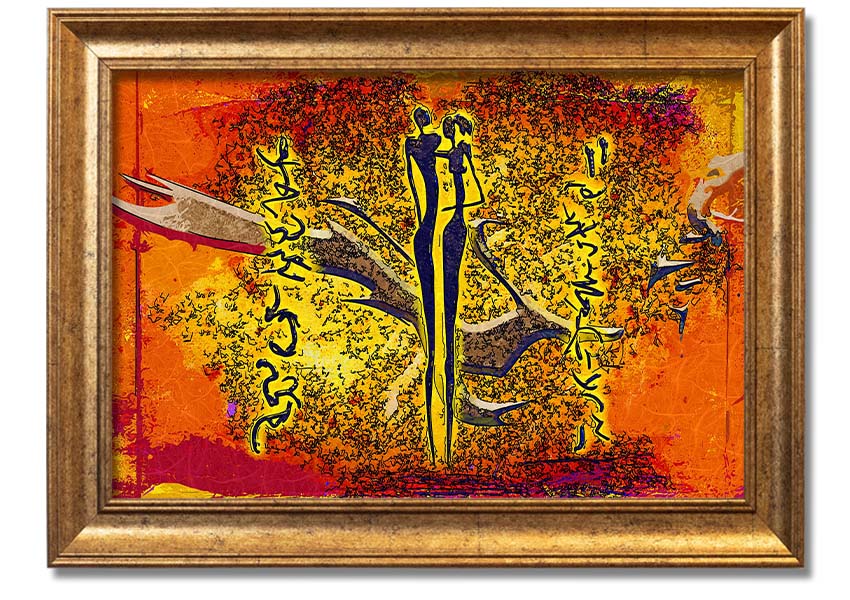 Framed print of African Tribal Art 24 showcasing vibrant colors and intricate patterns, ready to hang.