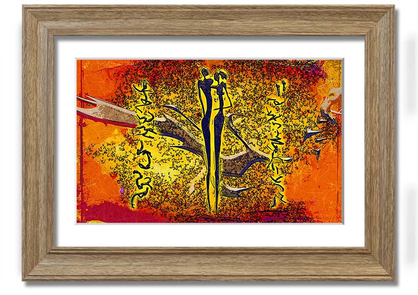 Framed print of African Tribal Art 24 showcasing vibrant colors and intricate patterns, ready to hang.