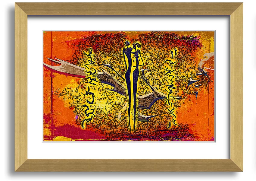 Framed print of African Tribal Art 24 showcasing vibrant colors and intricate patterns, ready to hang.