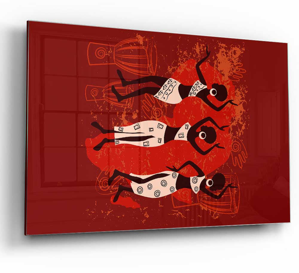 A vibrant African Tribal Art 25 glass print showcasing intricate tribal patterns and colors, perfect for modern home decor.