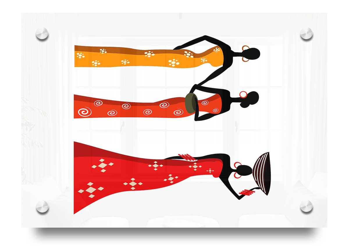 A vibrant acrylic print of African Tribal Art 27 showcasing intricate tribal patterns on 5mm thick acrylic glass.