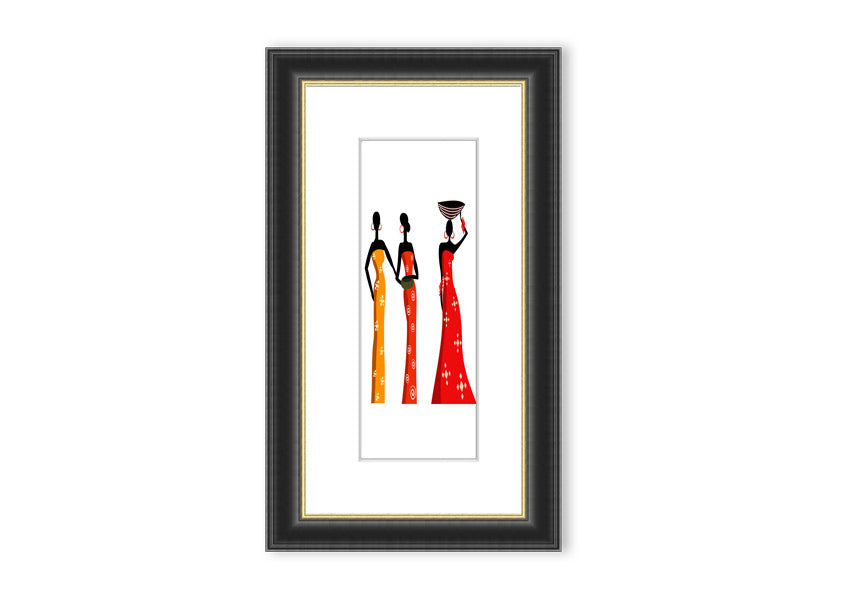 Framed print of African Tribal Art 27 featuring intricate patterns and vibrant colors, ready to hang.