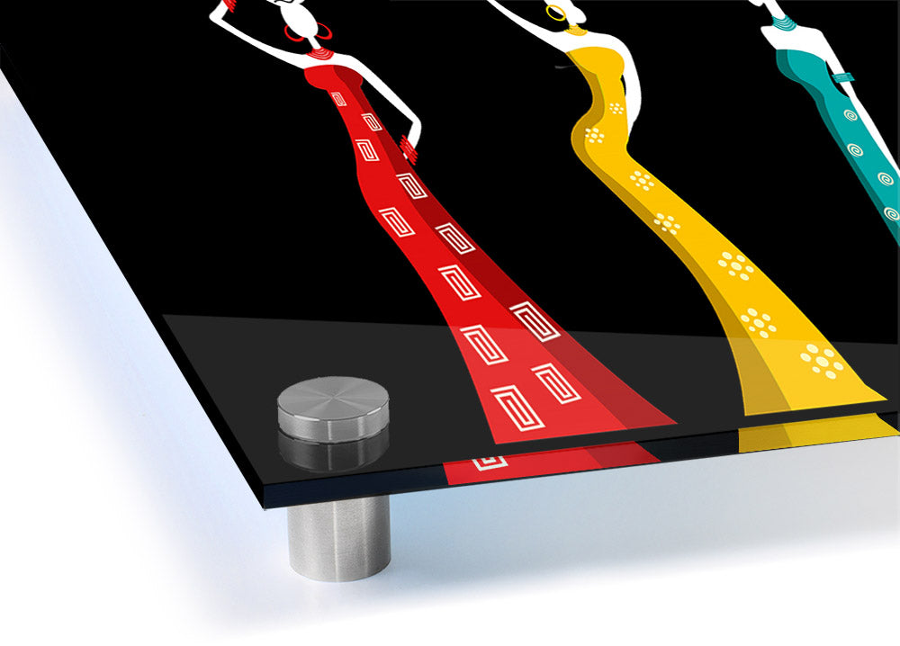 African Tribal Art 28 acrylic print on 5mm thick acrylic glass, showcasing vibrant tribal designs.