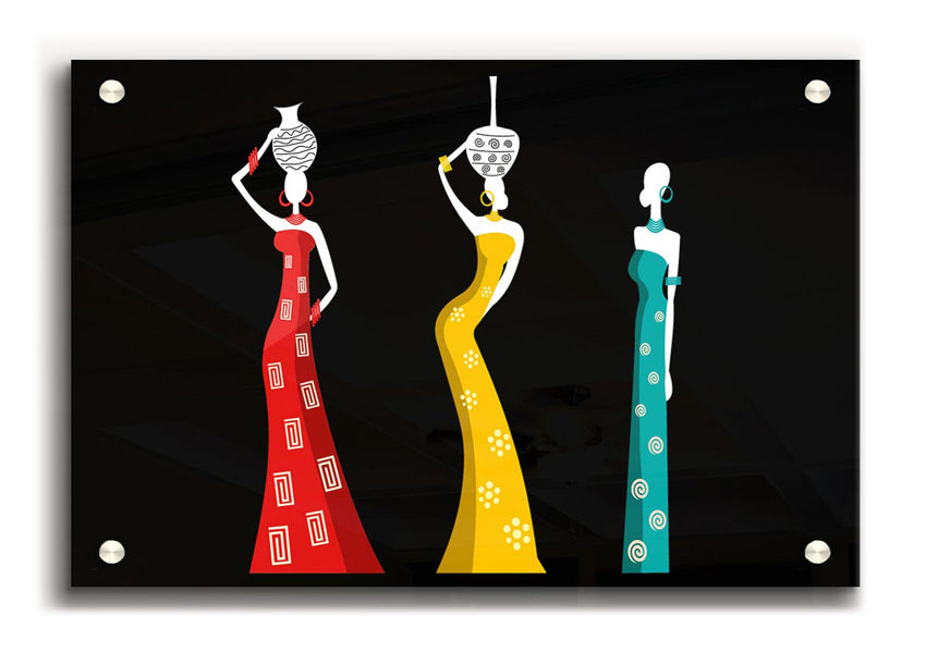 African Tribal Art 28 acrylic print on 5mm thick acrylic glass, showcasing vibrant tribal designs.