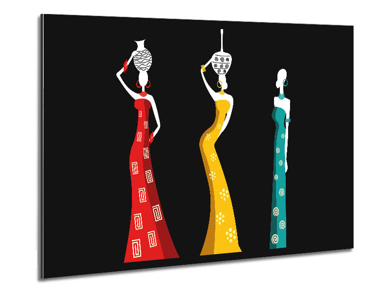 African Tribal Art 28 printed on brushed aluminium dibond, showcasing vibrant colors and modern design.