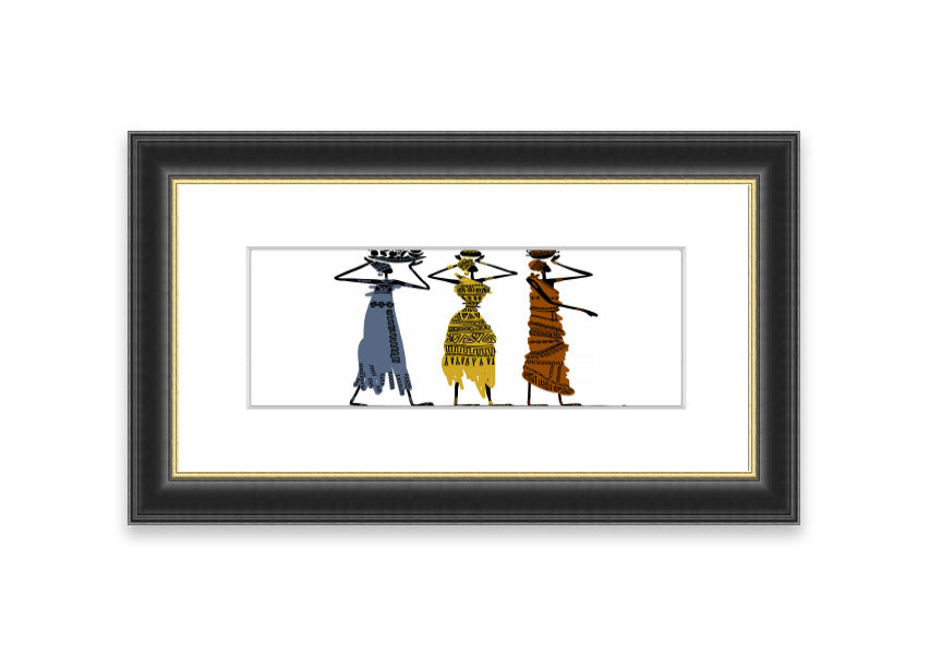 Framed print of African Tribal Art 29 showcasing vibrant colors and intricate patterns, ready to hang.