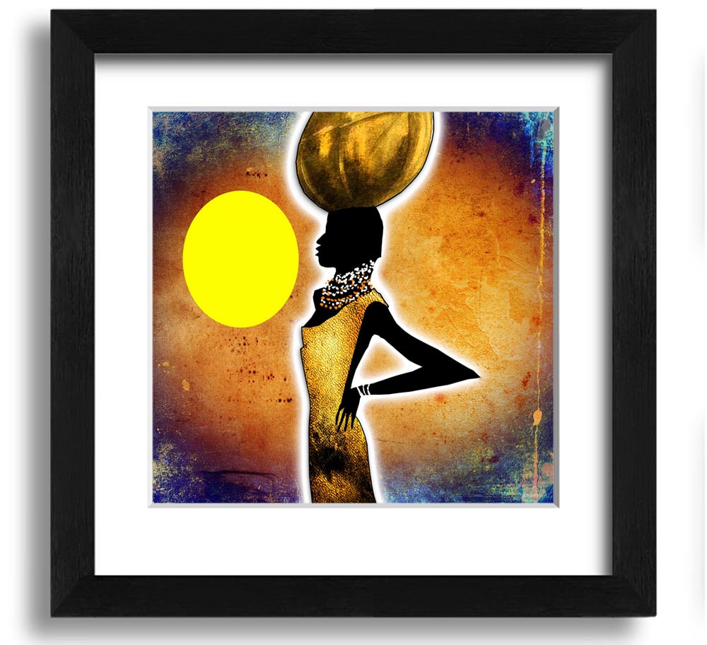 African Tribal Art 3 square framed print with intricate designs, available in various frame colors, handmade in the UK.