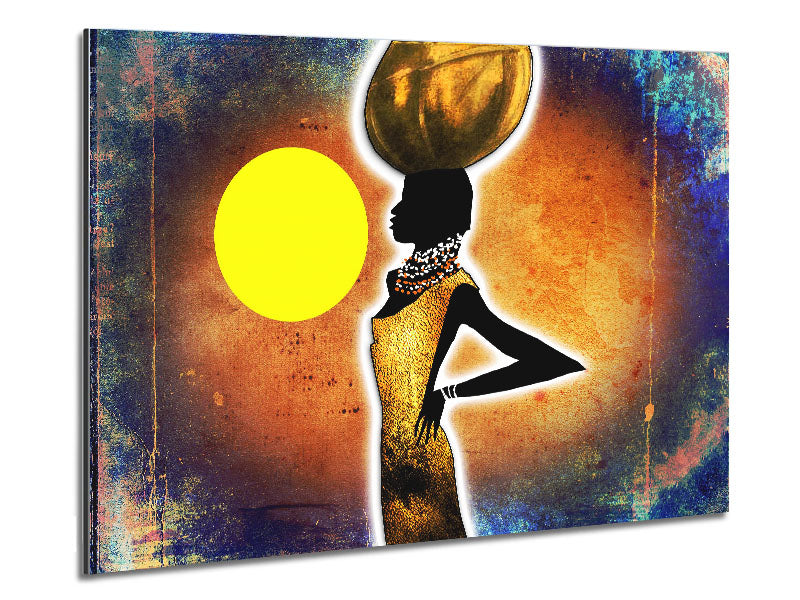 African Tribal Art 3 printed on brushed aluminium dibond, showcasing vibrant colors and intricate tribal designs.