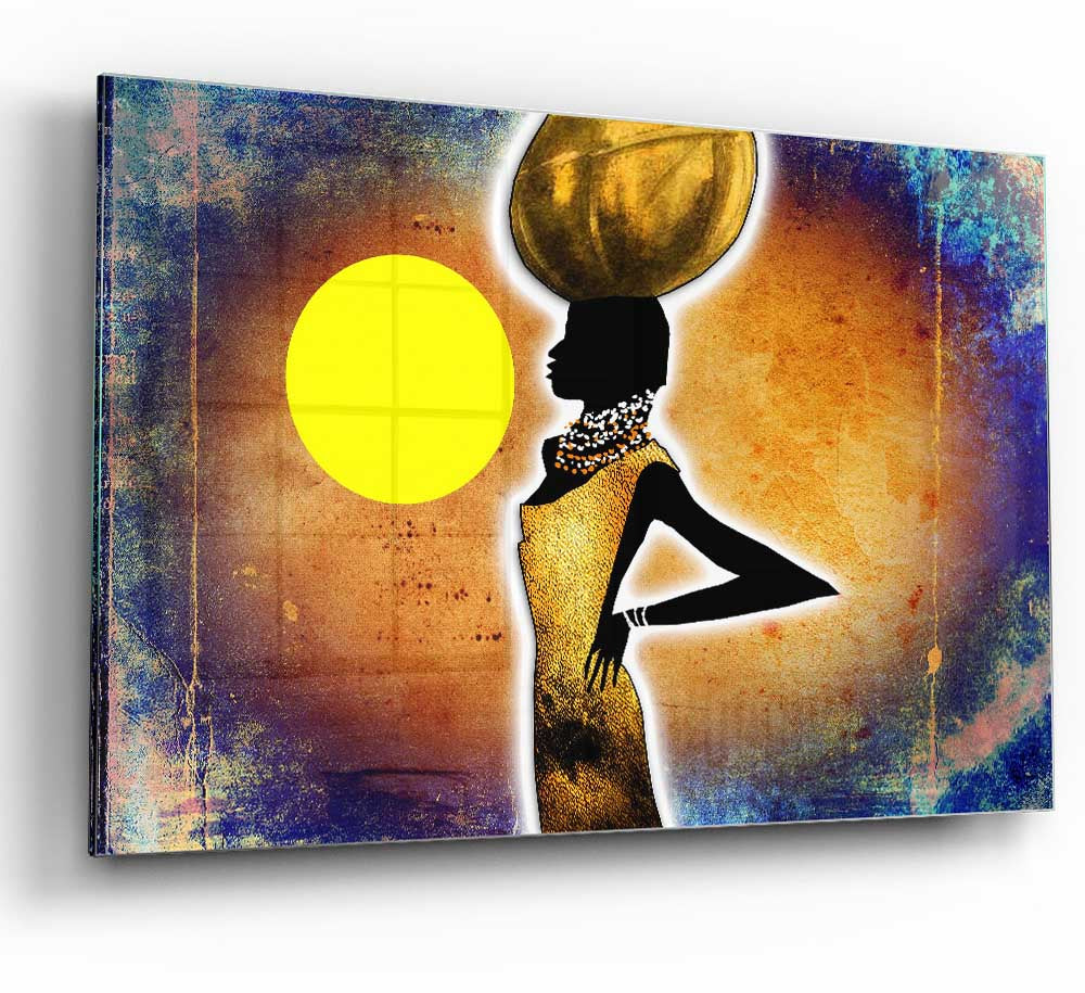 A vibrant African Tribal Art 3 glass print showcasing intricate tribal designs and colors, perfect for modern home decor.