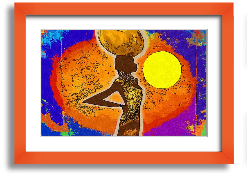 Framed African Tribal Art 5 print showcasing intricate tribal designs, available in various frame colors.