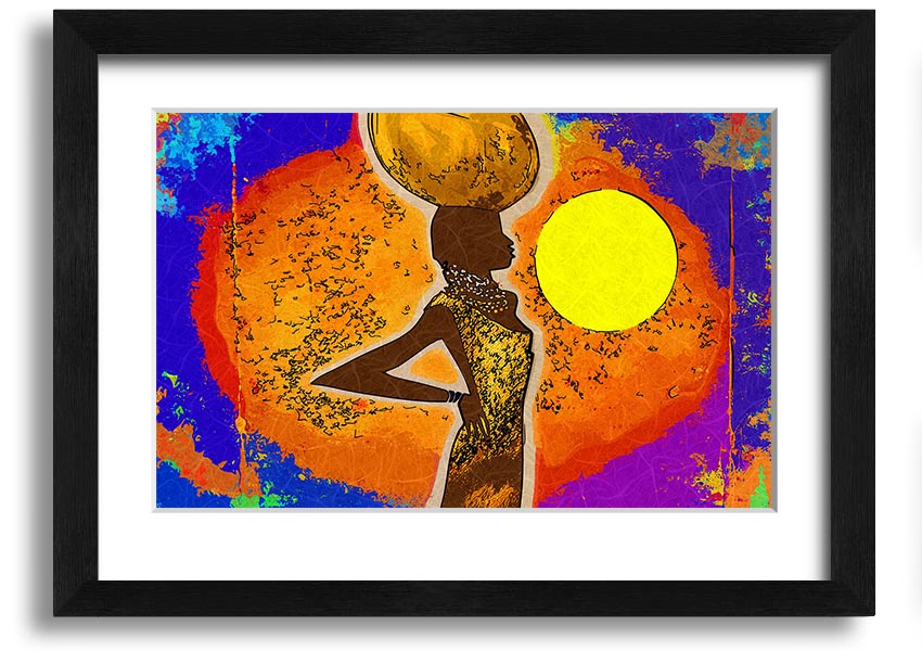 Framed African Tribal Art 5 print showcasing intricate tribal designs, available in various frame colors.