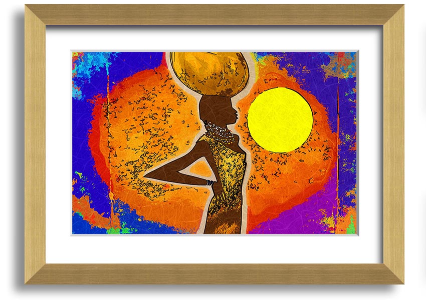 Framed African Tribal Art 5 print showcasing intricate tribal designs, available in various frame colors.