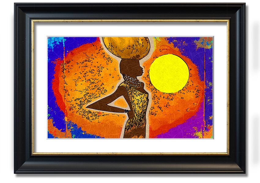 Framed African Tribal Art 5 print showcasing intricate tribal designs, available in various frame colors.