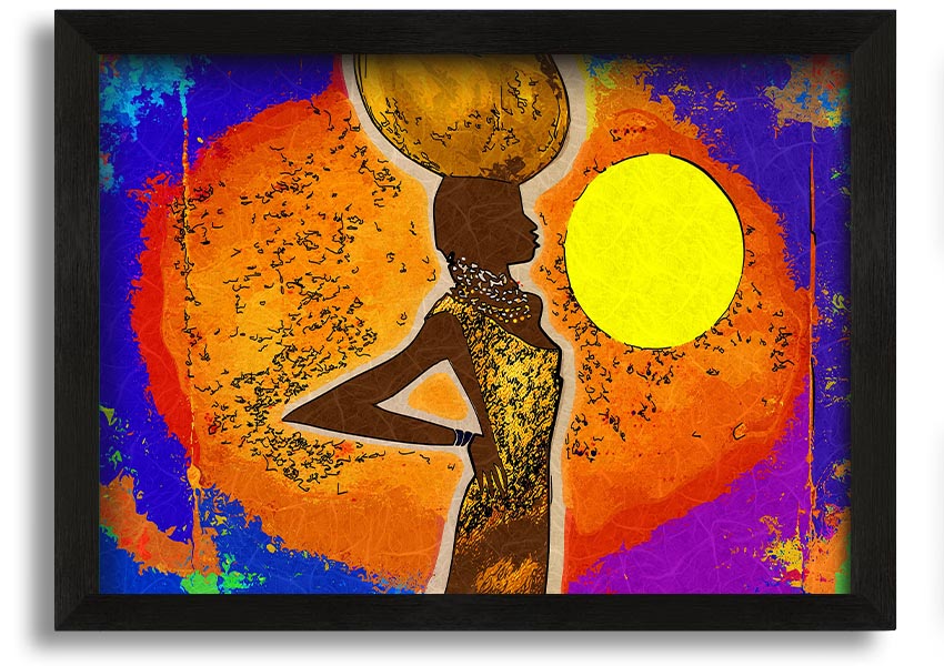 Framed African Tribal Art 5 print showcasing intricate tribal designs, available in various frame colors.