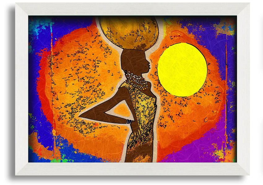 Framed African Tribal Art 5 print showcasing intricate tribal designs, available in various frame colors.