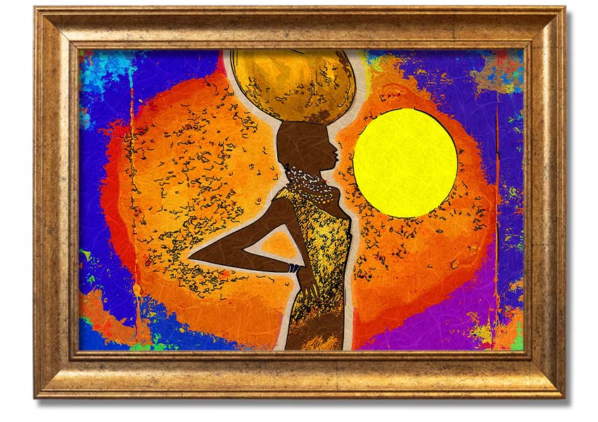 Framed African Tribal Art 5 print showcasing intricate tribal designs, available in various frame colors.