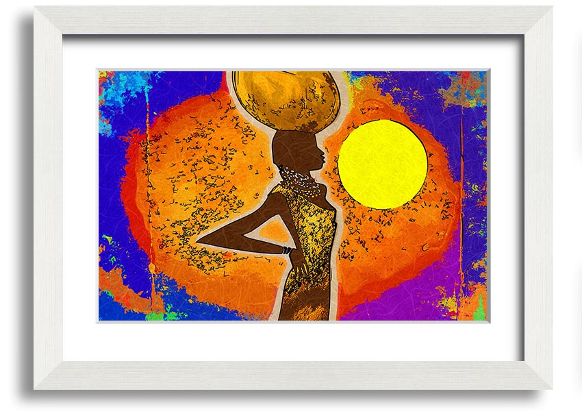 Framed African Tribal Art 5 print showcasing intricate tribal designs, available in various frame colors.