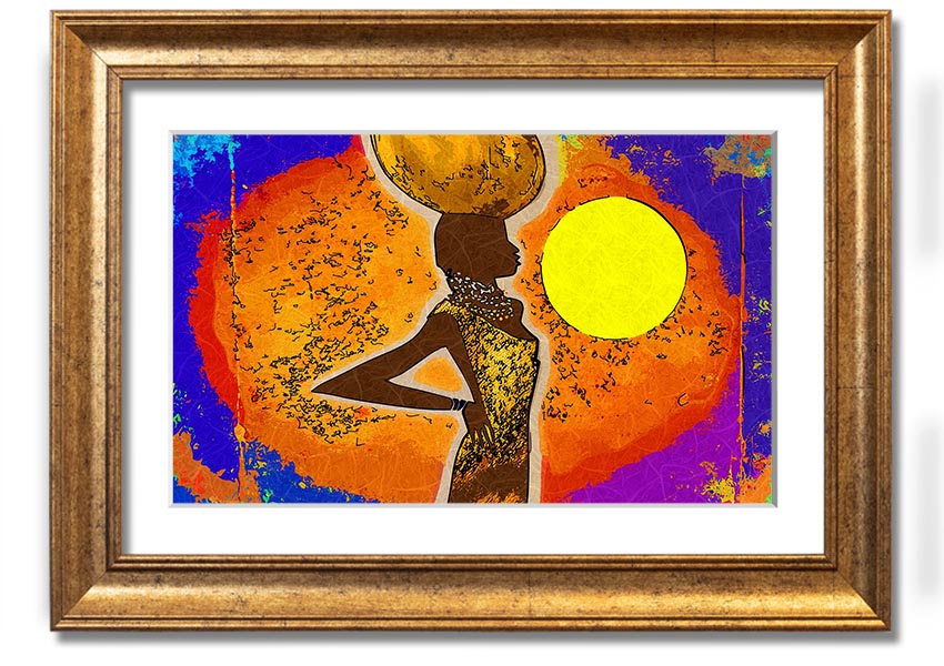Framed African Tribal Art 5 print showcasing intricate tribal designs, available in various frame colors.