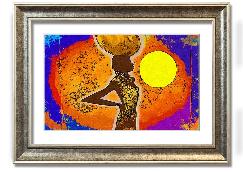 Framed African Tribal Art 5 print showcasing intricate tribal designs, available in various frame colors.