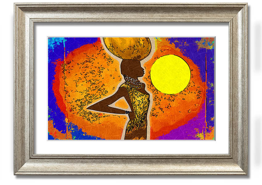 Framed African Tribal Art 5 print showcasing intricate tribal designs, available in various frame colors.