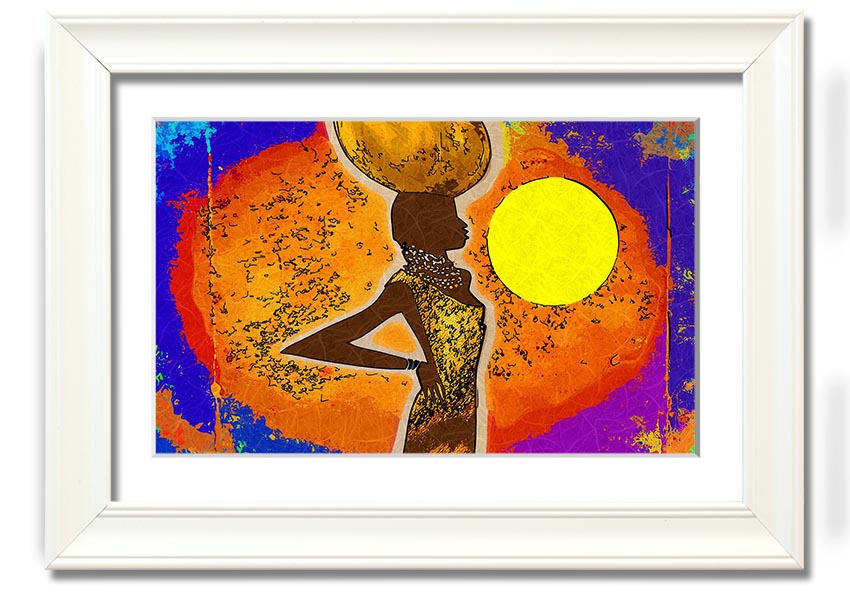 Framed African Tribal Art 5 print showcasing intricate tribal designs, available in various frame colors.