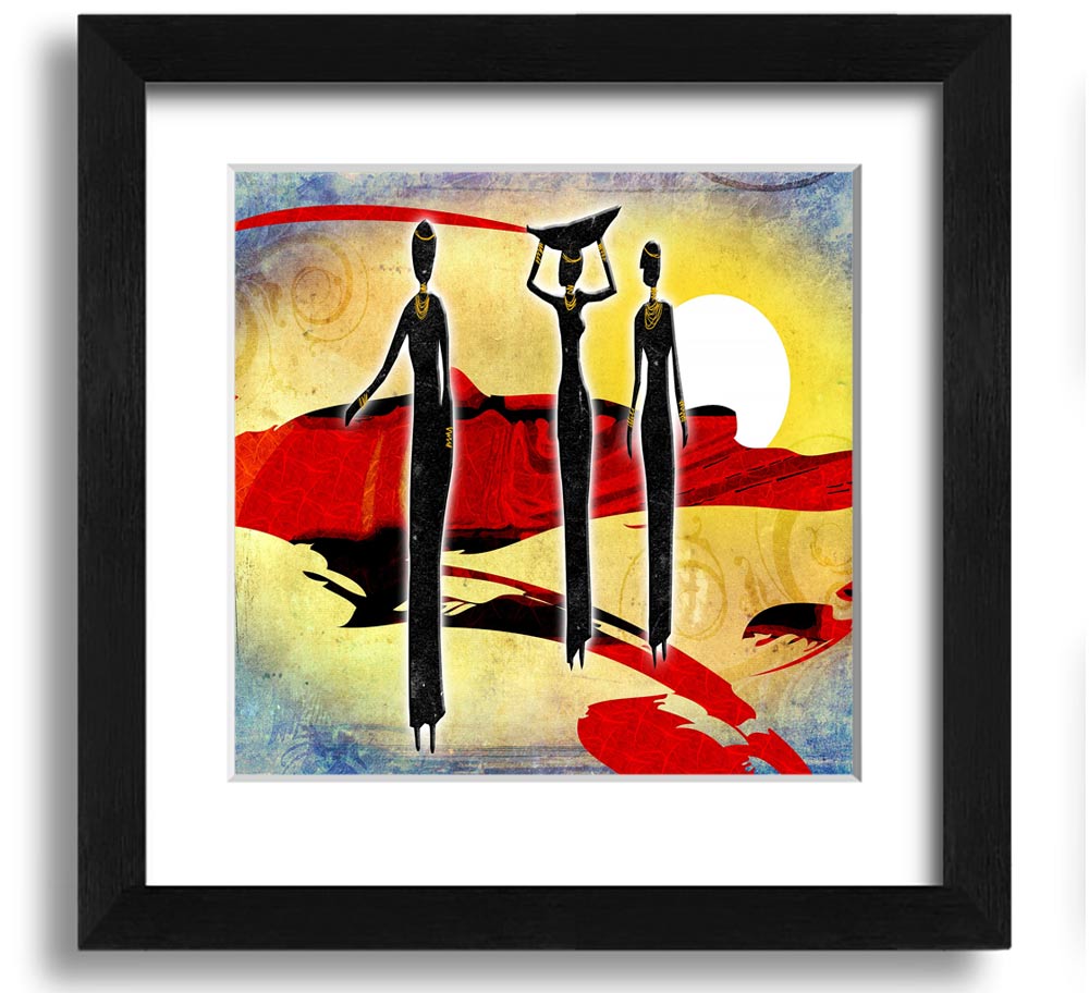 African Tribal Art 6 square framed print showcasing vibrant tribal patterns, available in various frame colors.