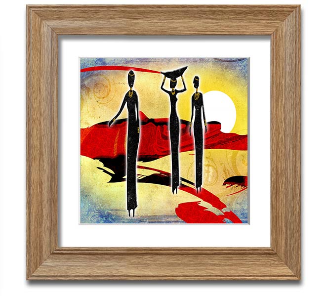 African Tribal Art 6 square framed print showcasing vibrant tribal patterns, available in various frame colors.