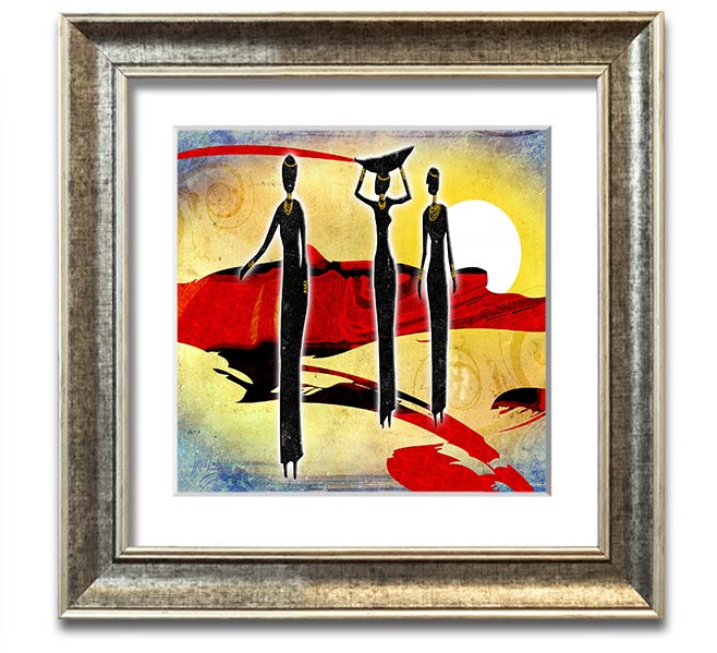 African Tribal Art 6 square framed print showcasing vibrant tribal patterns, available in various frame colors.