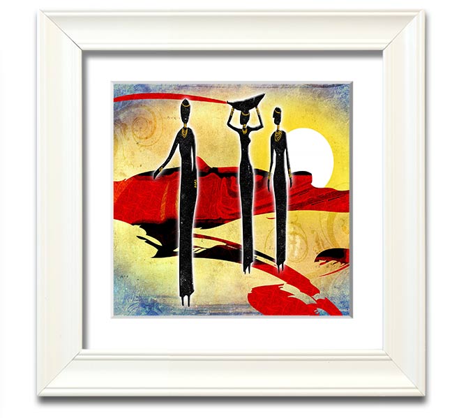 African Tribal Art 6 square framed print showcasing vibrant tribal patterns, available in various frame colors.