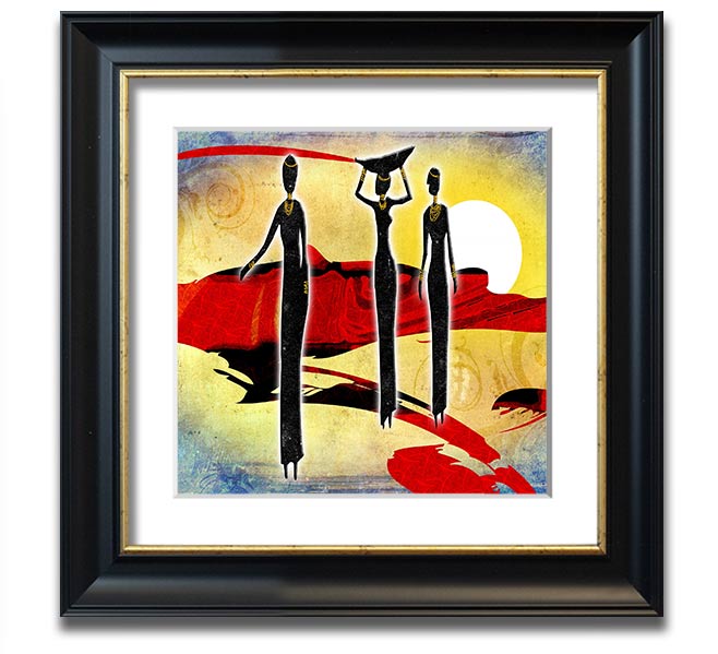 African Tribal Art 6 square framed print showcasing vibrant tribal patterns, available in various frame colors.
