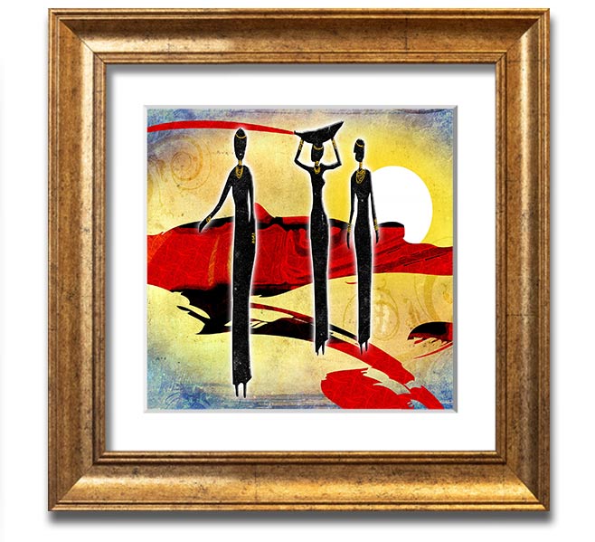 African Tribal Art 6 square framed print showcasing vibrant tribal patterns, available in various frame colors.