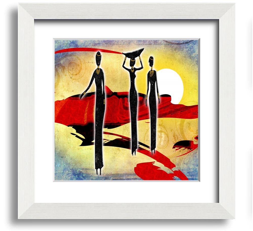 African Tribal Art 6 square framed print showcasing vibrant tribal patterns, available in various frame colors.