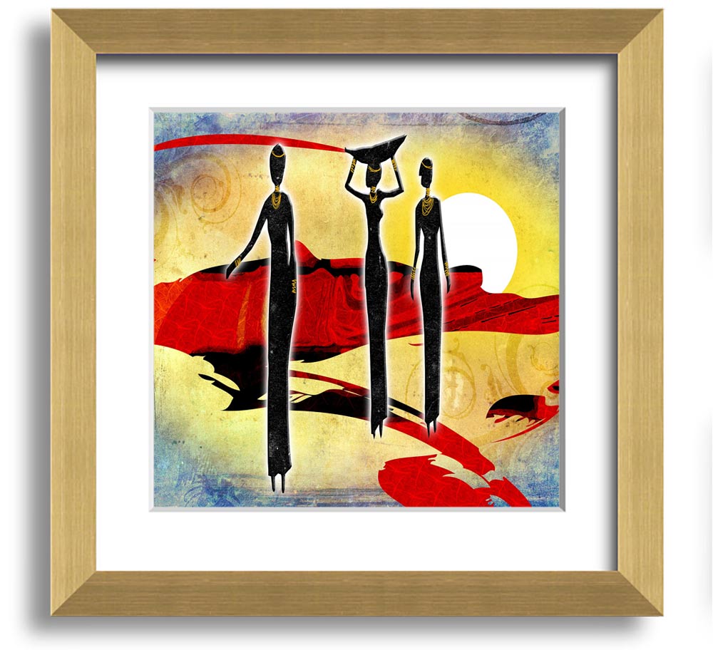African Tribal Art 6 square framed print showcasing vibrant tribal patterns, available in various frame colors.