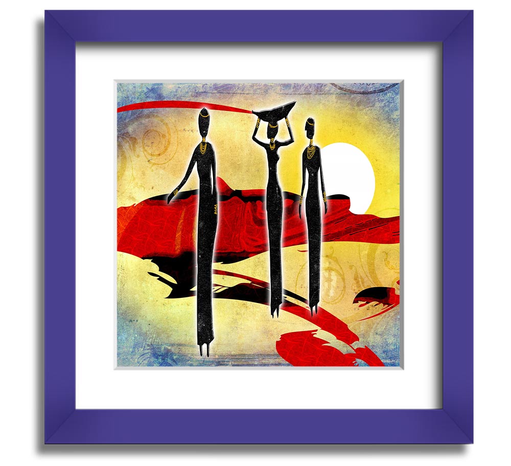 African Tribal Art 6 square framed print showcasing vibrant tribal patterns, available in various frame colors.