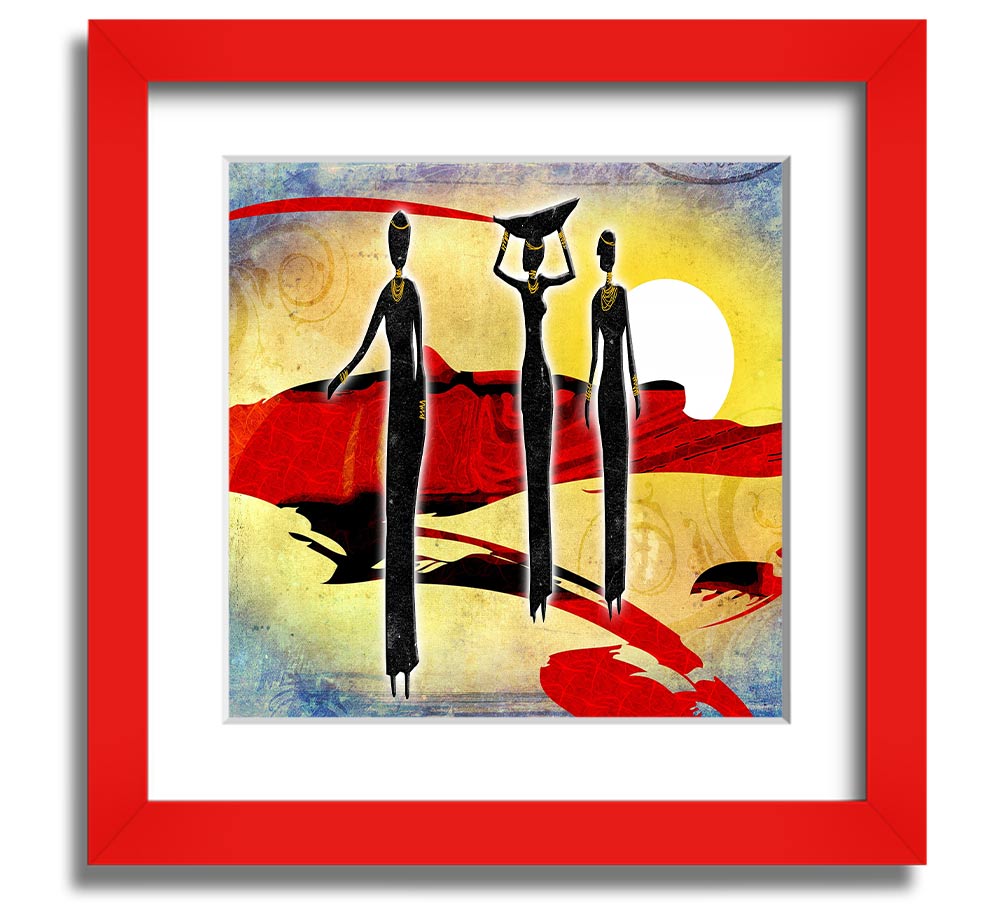 African Tribal Art 6 square framed print showcasing vibrant tribal patterns, available in various frame colors.