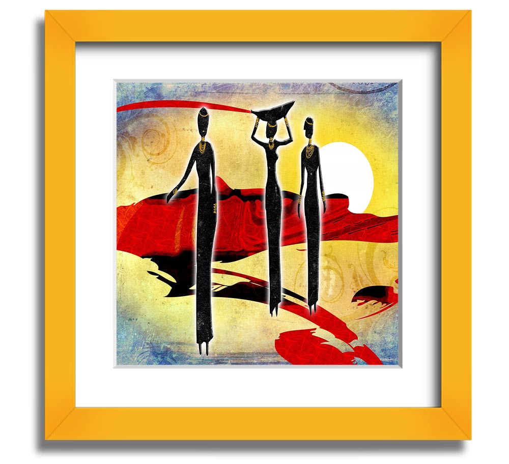 African Tribal Art 6 square framed print showcasing vibrant tribal patterns, available in various frame colors.