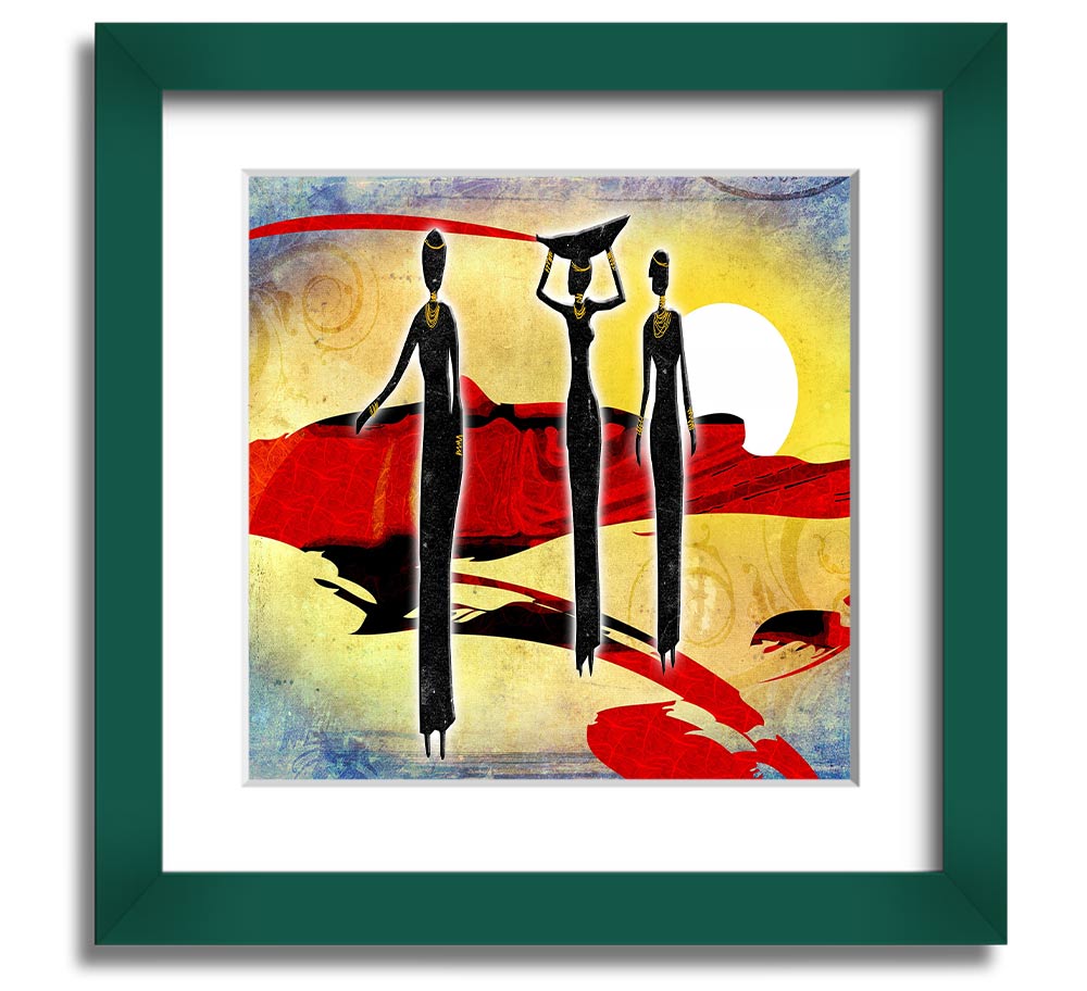 African Tribal Art 6 square framed print showcasing vibrant tribal patterns, available in various frame colors.