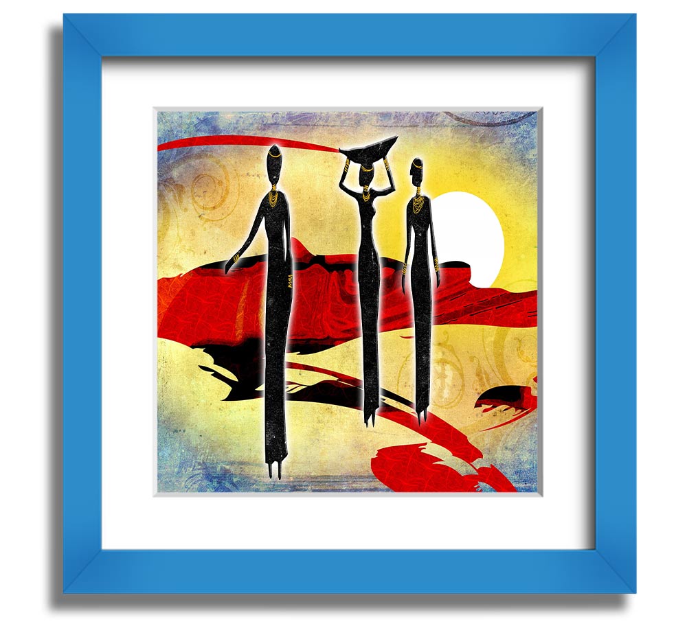 African Tribal Art 6 square framed print showcasing vibrant tribal patterns, available in various frame colors.