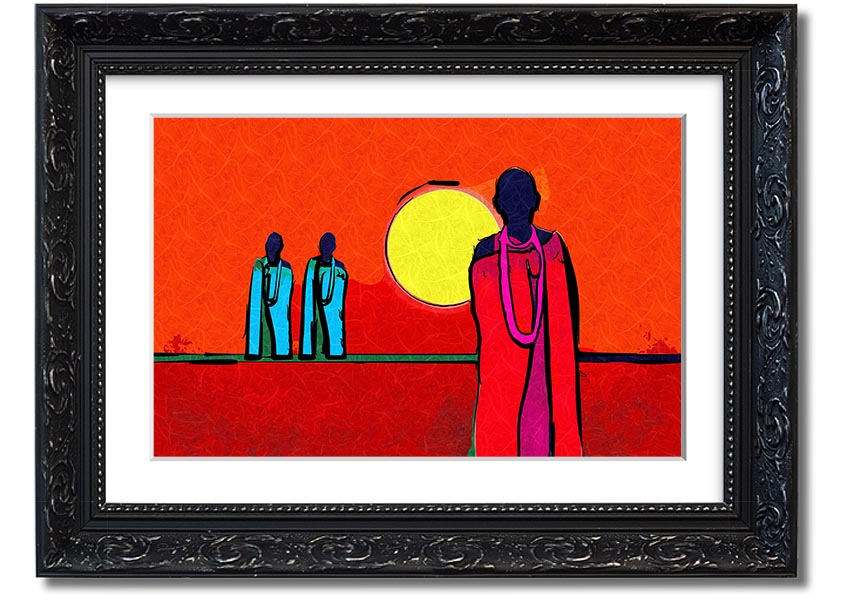 Framed print of African Tribal Art 7, showcasing intricate designs and vibrant colors, ready to hang.