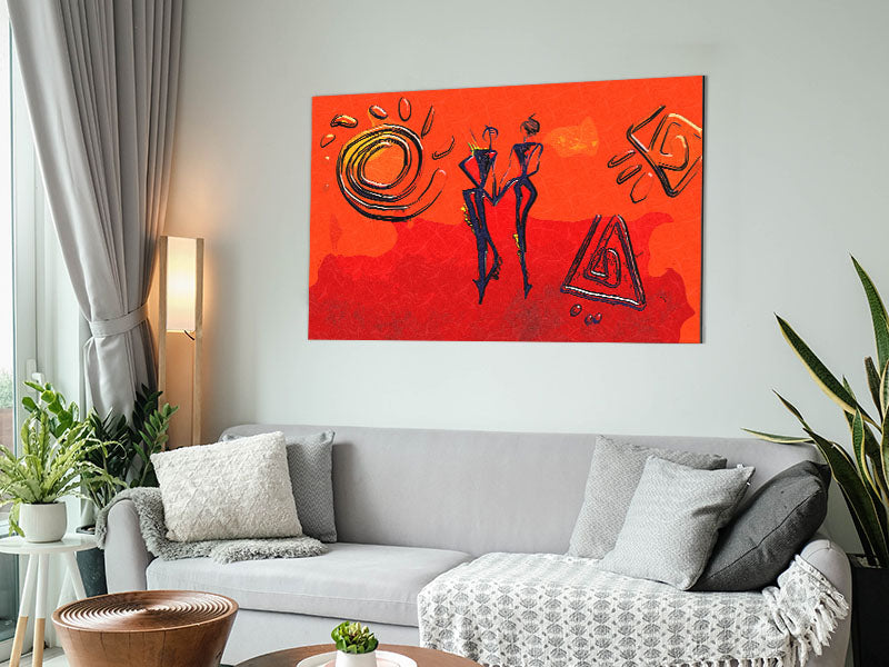 African Tribal Art 8 printed on brushed aluminium dibond, showcasing vibrant colors and intricate tribal designs.