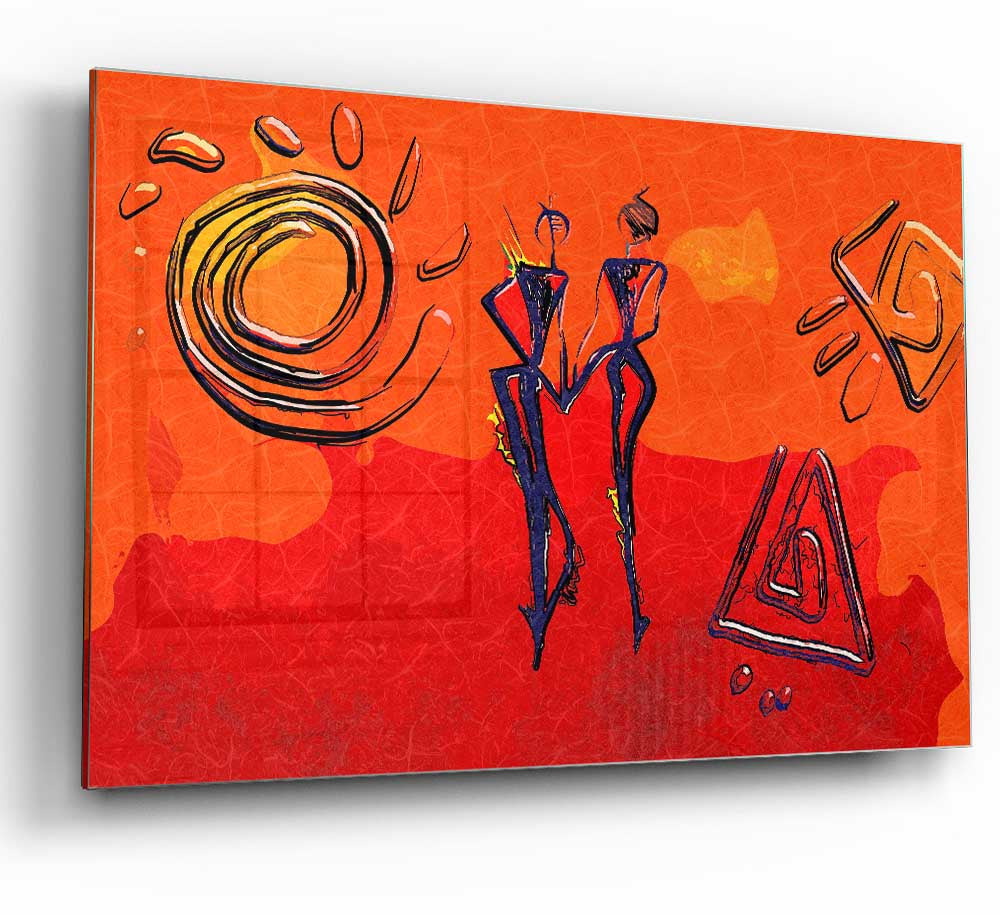 African Tribal Art 8 glass print featuring vibrant tribal patterns and colors, perfect for modern home decor.