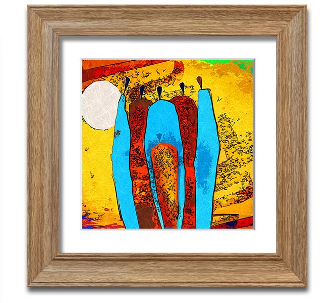 African Tribal Art 9 square framed print showcasing vibrant tribal designs, handmade in the UK, available in various frame colors.