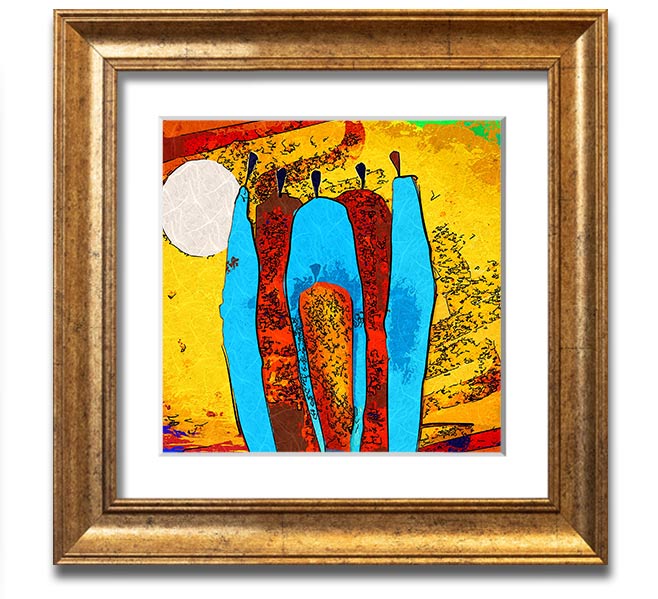African Tribal Art 9 square framed print showcasing vibrant tribal designs, handmade in the UK, available in various frame colors.
