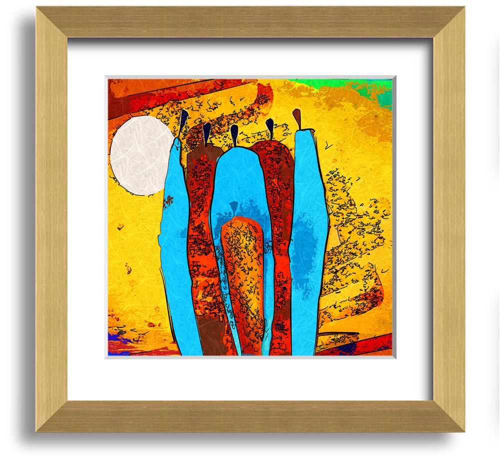 African Tribal Art 9 square framed print showcasing vibrant tribal designs, handmade in the UK, available in various frame colors.