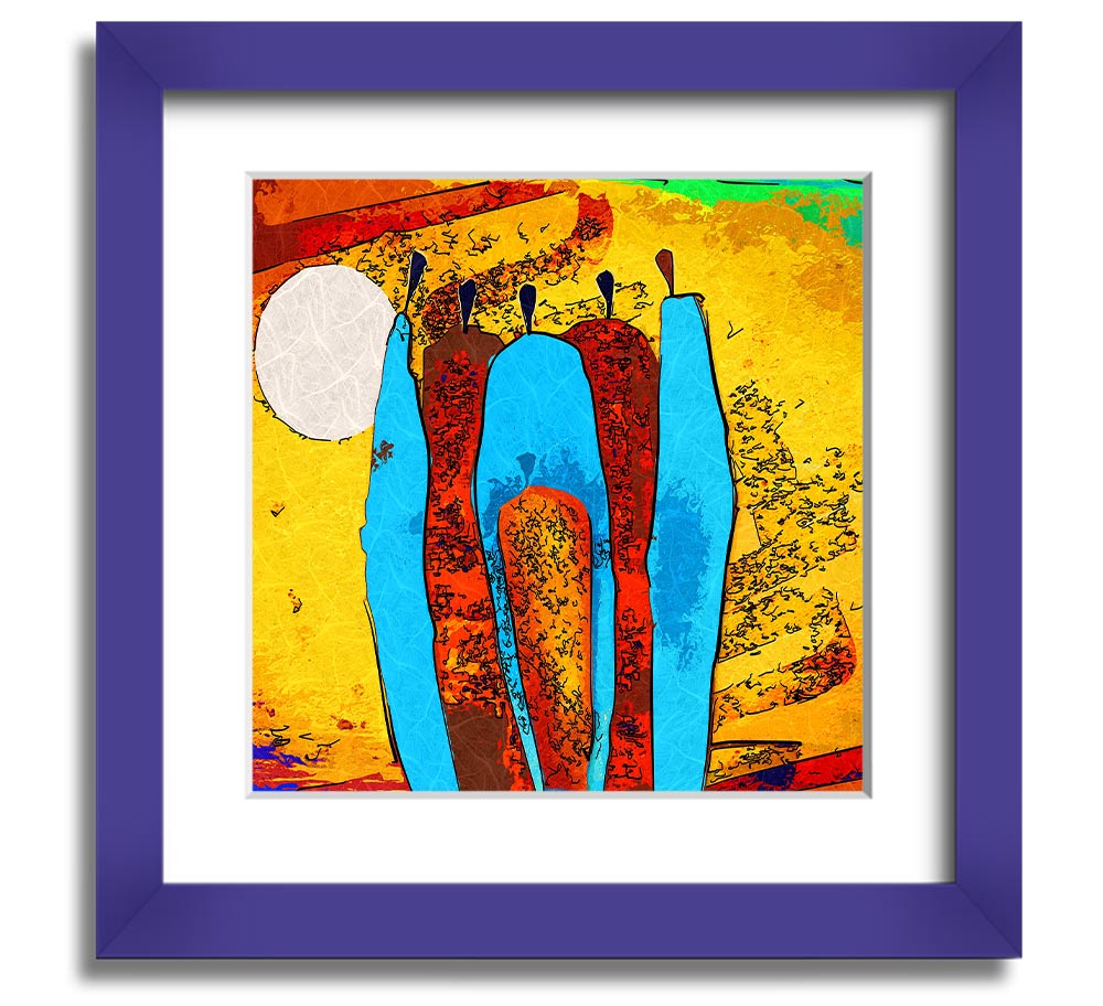 African Tribal Art 9 square framed print showcasing vibrant tribal designs, handmade in the UK, available in various frame colors.