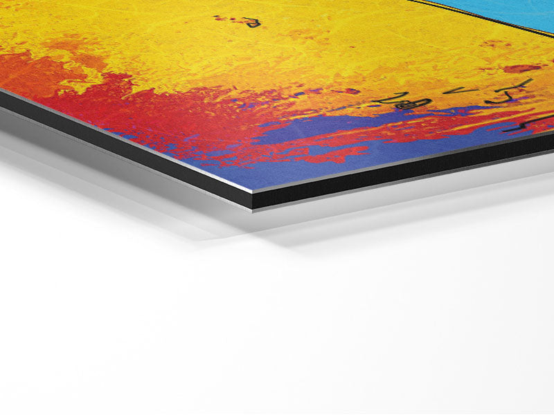 African Tribal Art 9 printed on brushed aluminium dibond, showcasing vibrant colors and intricate tribal patterns.