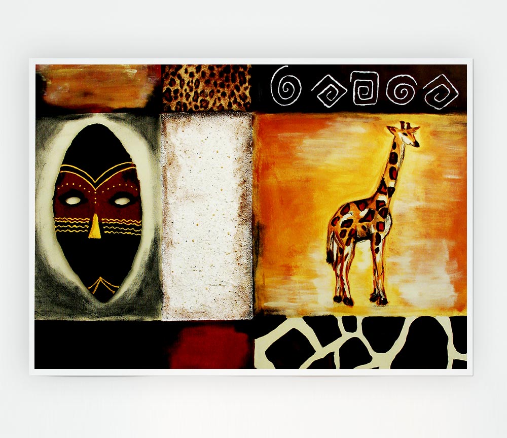 A vibrant African Tribal Art poster printed on high-quality canvas, showcasing intricate designs and colors.
