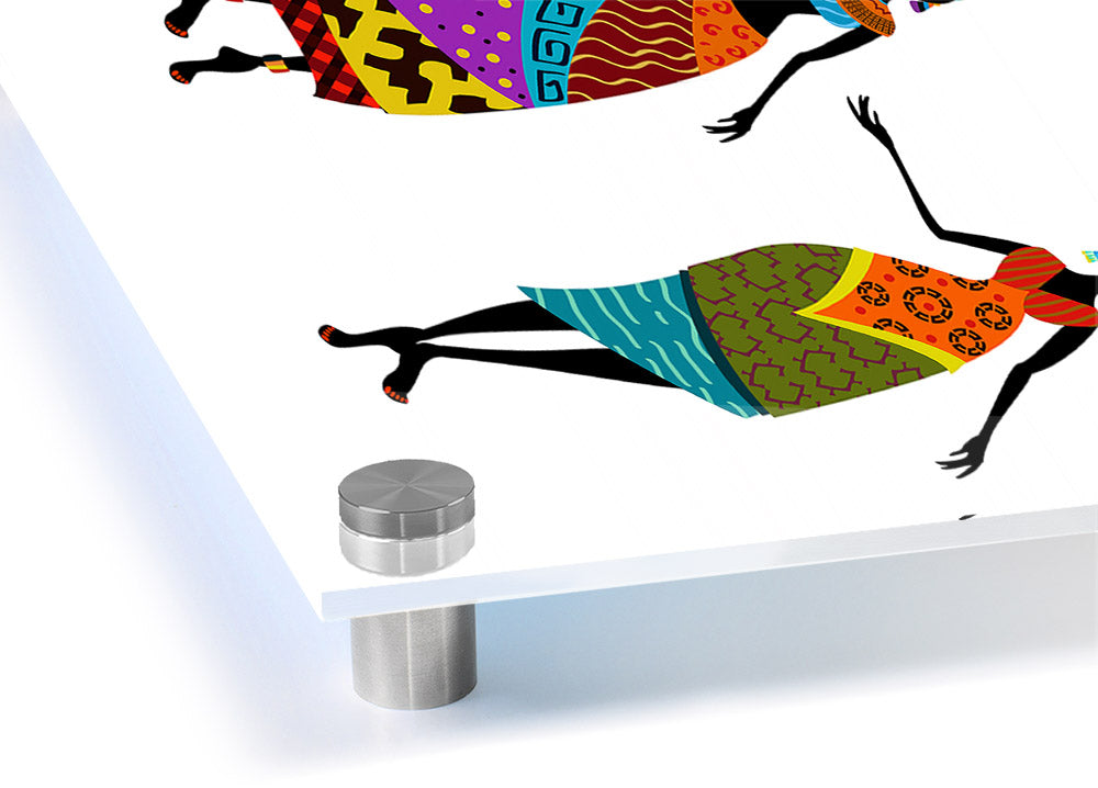 Vibrant African Women 2 acrylic print on 5mm thick glass, showcasing cultural artistry.
