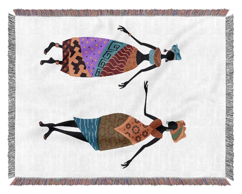 African Women 2 throw blanket made from 100% cotton, featuring a thermal weave for breathability and a luxurious finish, perfect for home decor.